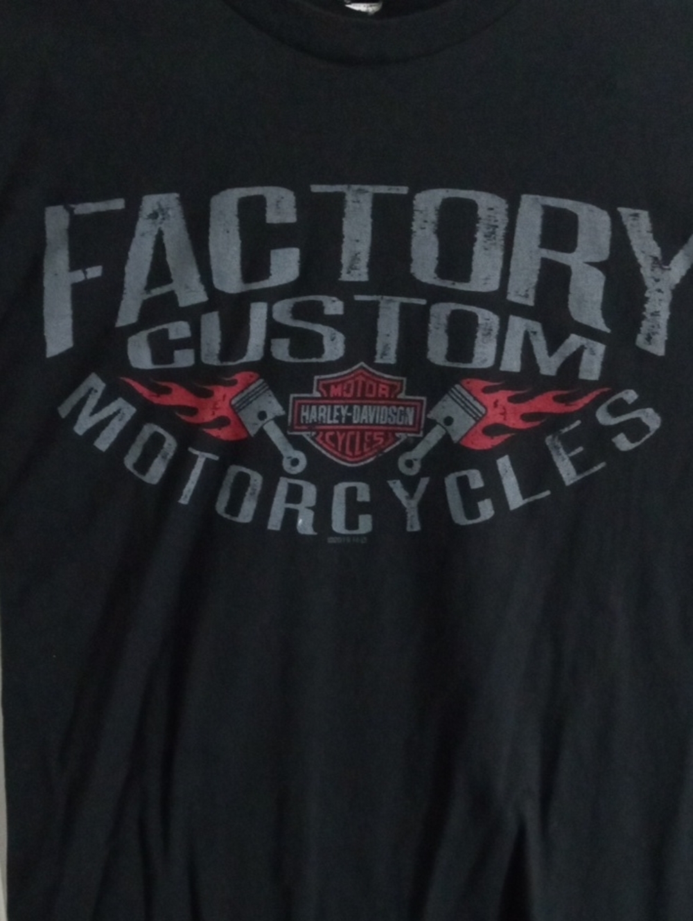 Harley-Davidson Black Short Sleeve Flaming Pistons Tee Shirt Men’s Large